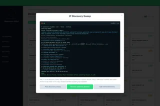WakeOnLAN-Dialog IP Discovery Sweep nach dem Suchlauf, mit maskierten MAC-Adressen.